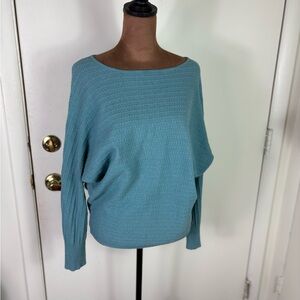 Cyrus Women's Sz M textured Teal green Crew Neck Dolman sleeve pullover Sweater